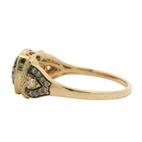 LeVian Solid 14kt Yellow Gold and Brown and White Diamond Cluster Cocktail Ring Size 10.5
