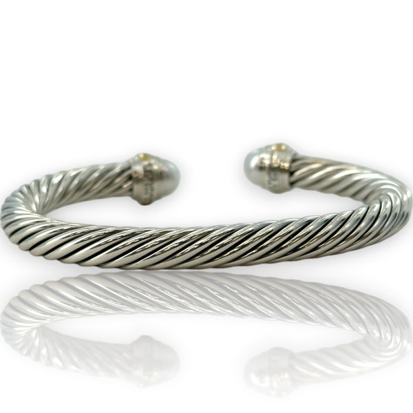 David Yurman Classic Cable Cuff Bracelet in 925 Sterling Silver and 14kt Yellow Gold