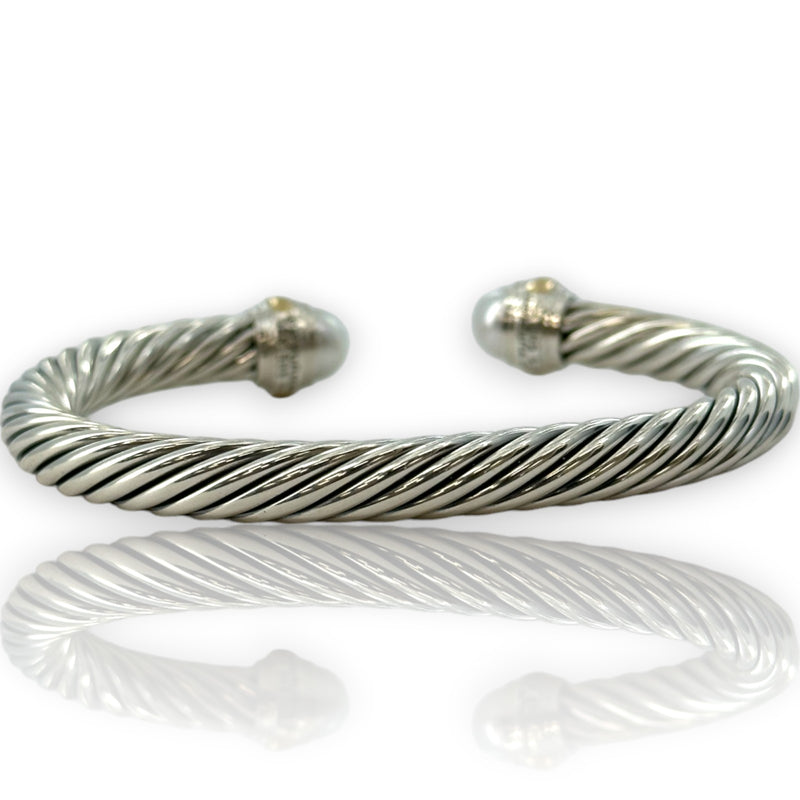David Yurman Classic Cable Cuff Bracelet in 925 Sterling Silver and 14kt Yellow Gold