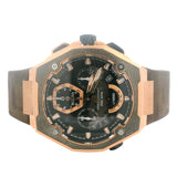 Bulova Precisionist 262kHz 98B356 45mm Rose Gold Black Dial Brown Strap Watch
