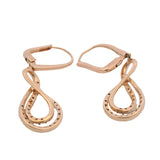 LeVian Solid 14kt Rose Gold and Diamond Ribbon Dangle Leverback Earrings