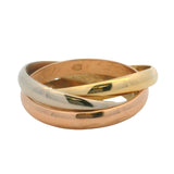 Vintage Cartier Solid 18kt Tri-Tone Gold Trinity Small Model Rolling Ring Size 4
