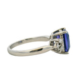 Solid 900 Platinum 2.64ct Tanzanite Solitaire Ring with 6 Accent Diamonds Size 9