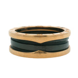 Bulgari Solid 18kt Rose Gold and Black Ceramic B.zero1Two-Band Spiral Ring Size 9