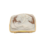 Antique 1930-50s Solid 18kt Yellow Gold Frame Conch Shell 3D Hand Carved Cameo Pin/Pendant Signed By Designer