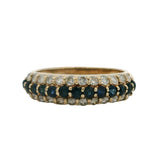 Vintage Solid 14kt Yellow Gold Sapphire and 0.48ctw Diamond Layered Half-Eternity Band Ring Size 6