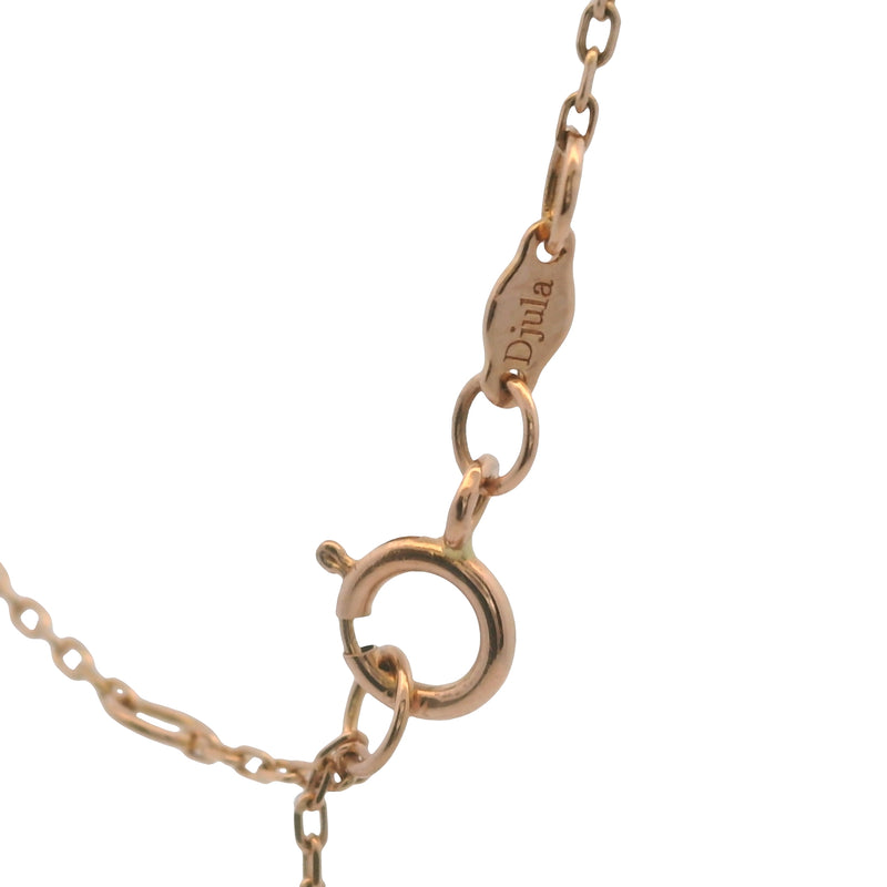 Djula Solid 18kt Rose Gold Dainty 0.08ct Pear Diamond Solitaire Necklace 16.5"