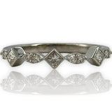 18kt White Gold Bezel Set Princess Cut and Alternating Round Brilliant Diamond Band Size 6.75