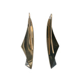 Vintage Ed Levin Modernist Era 14kt Gold and 925 Sterling Silver Linear Curve Dangle Earrings