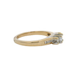 Vintage 14kt Yellow Gold 0.59ctw 3-Stone Round Diamond Ring Princess Cut Size 7