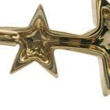 Solid 14kt Yellow Gold and Diamonds 3 Stars Celestial 1.4" Long Brooch Pin
