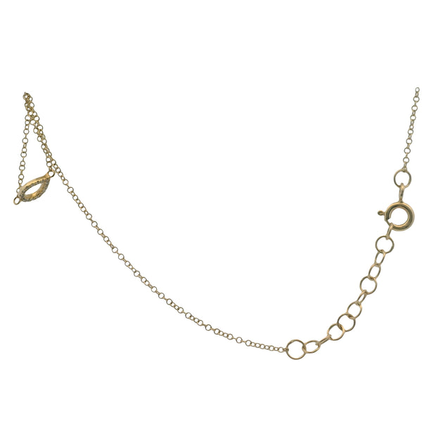 Solid 14kt Yellow Gold Thin Chain Bracelet/Ring Combo With Diamond Center Accent