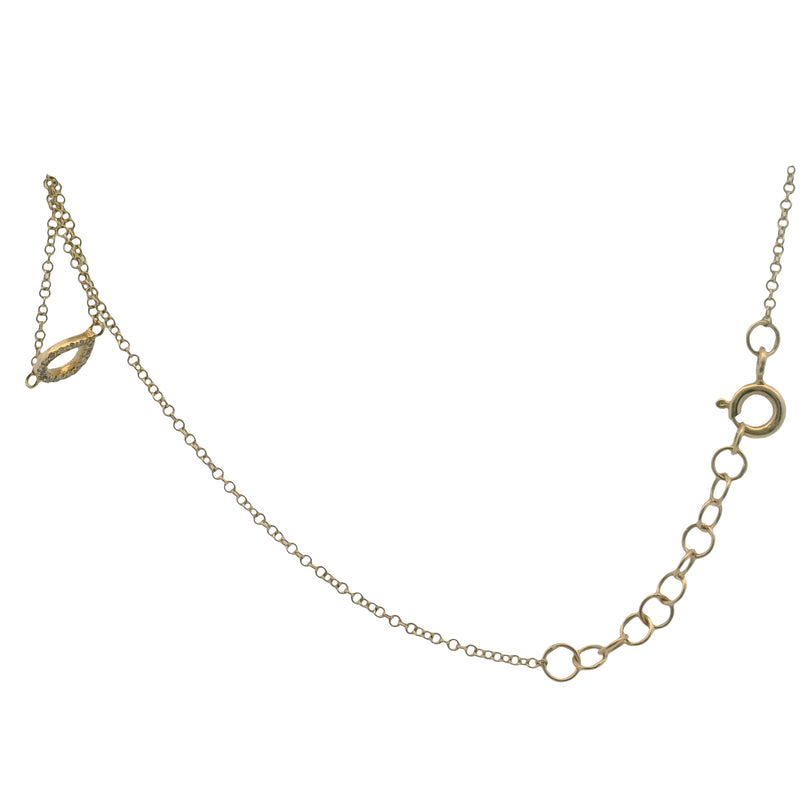 Solid 14kt Yellow Gold Thin Chain Bracelet/Ring Combo With Diamond Center Accent