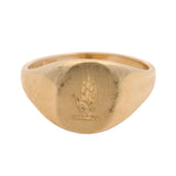 Vintage Mid-Century 14kt Yellow Gold Signet Ring with Hand Palm Engraving Size 5