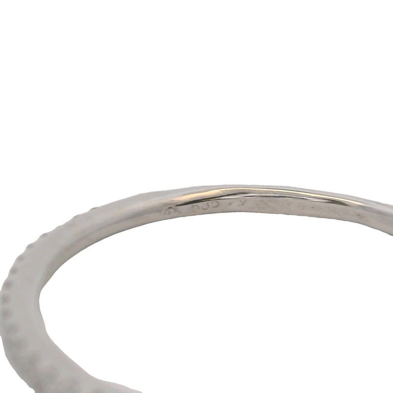 Dainty Solid 14kt White Gold and Diamond 1.2mm Wide Stackable Wedding Band Ring Size 6.75