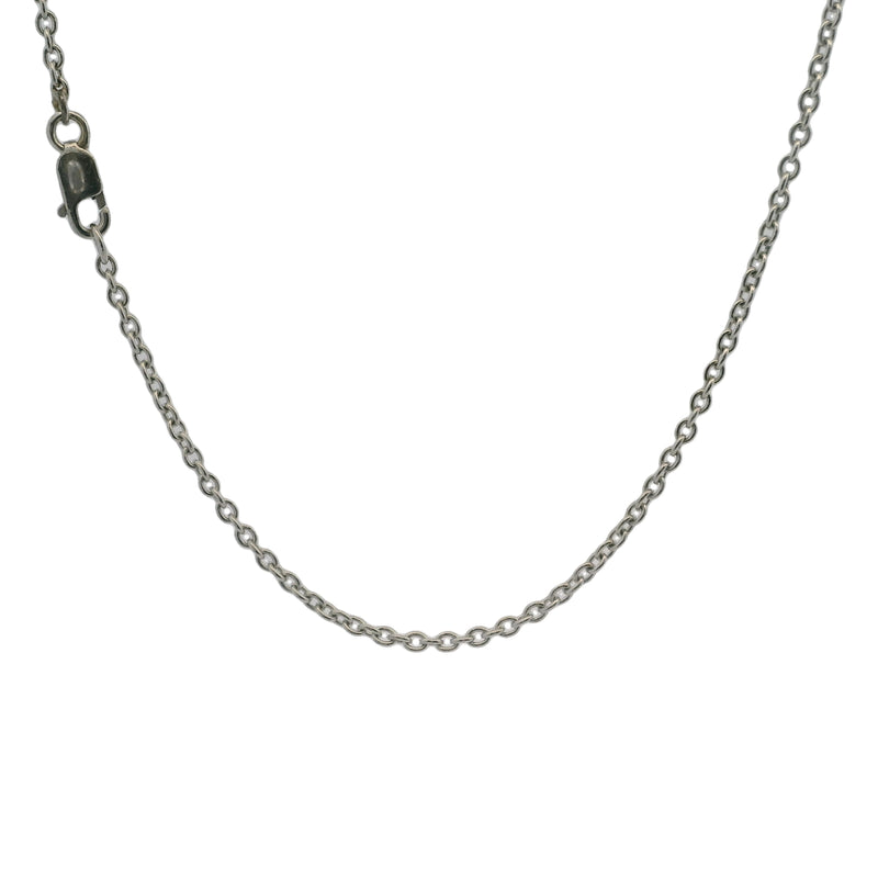 Solid 18kt White Gold 16" Necklace with Heart, Rectangular, and Round Cut Light Blue Topaz 1.7" Drop Pendant and Diamond Accents