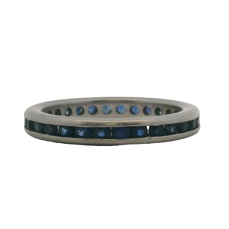 Vintage Solid Platinum Eternity Channel Set Sapphire 3mm Band Ring Size 6.5