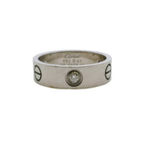 Cartier 18kt 750 White Gold Classic Model 6mm Love Ring with 3 Diamonds Size 61 9.5