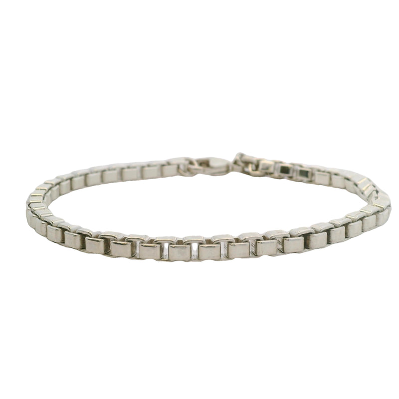 Tiffany & Co 925 Sterling Silver Venetian Link Box Chain 7.5" Bracelet