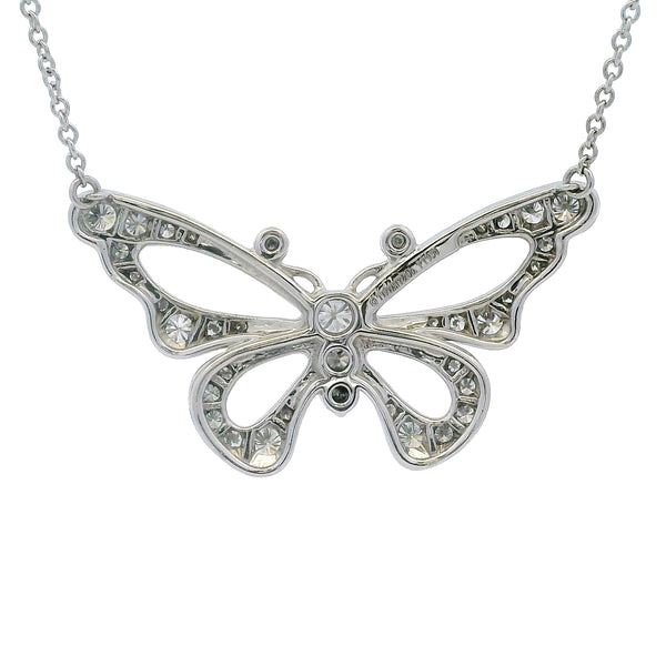 Tiffany & CO Rare Retired Solid Platinum Enchant Diamond Butterfly Pendant Necklace With Original Pouch