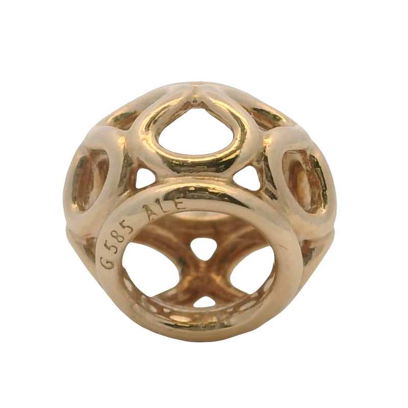 Charm espaciador calado entrelazado de oro amarillo macizo de 14 kt retirado de Pandora