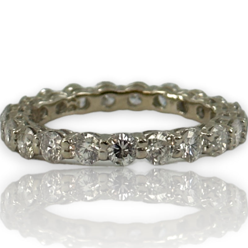 Round Brilliant Diamond Eternity 3mm Band Size 7 14kt Solid White Gold 1.89ctw Ring