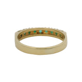 Italian Solid 18kt Yellow Gold and Emerald Half-Eternity Stackable Band Size 5.5