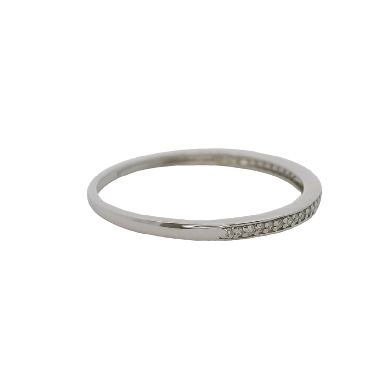 Solid 10kt White Gold and Diamond 1.7mm Thin Stackable Wedding Band Ring Size 7