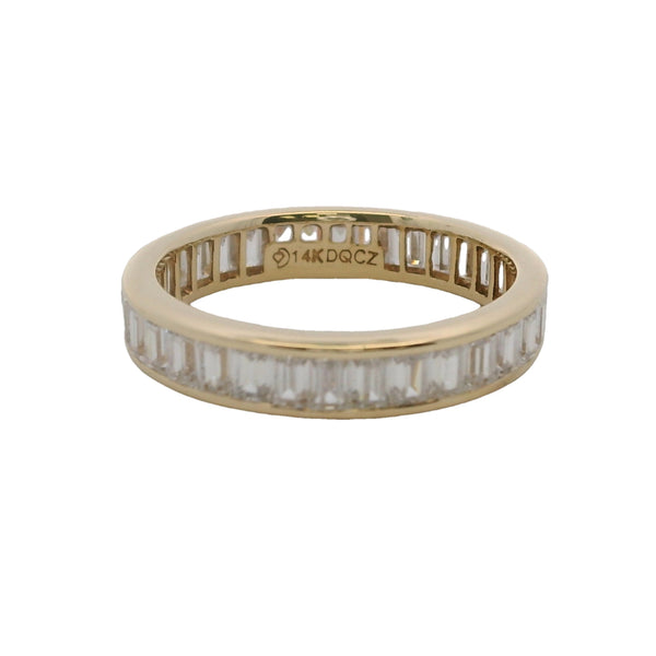 Solid 14kt Yellow Gold and Emerald Cut Channel Set CZ Cubic Zirconia Eternity Ring Size 8