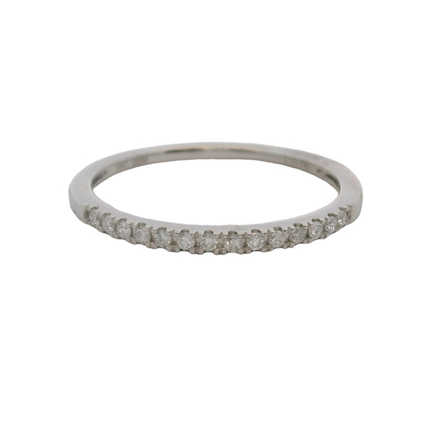 10kt White Gold and Diamond Thin Dainty 1.6mm Stackable Wedding Band Ring Size 7