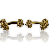 Vintage 1960s Tiffany & Co Solid 18kt Yellow Gold Lab Sapphire Cabochon Knot Double-Sided Cufflinks