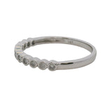 14kt White Gold and Bezel Set Round Diamond Bubble Wedding Stackable Band Ring Size 9