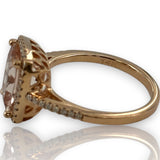 QCD Quality Color Design 14kt Solid Rose Gold Ring with Morganite and Accent Diamond Wedding Engagement Halo Size 7