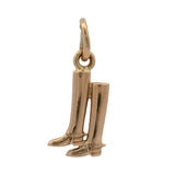 Solid 14kt Rose Gold Horse Riding Boots Mini Charm Pendant