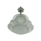 Vintage 18kt White Gold Jadeite Chrysoprase Diamond Carved Buddha Pendant Charm