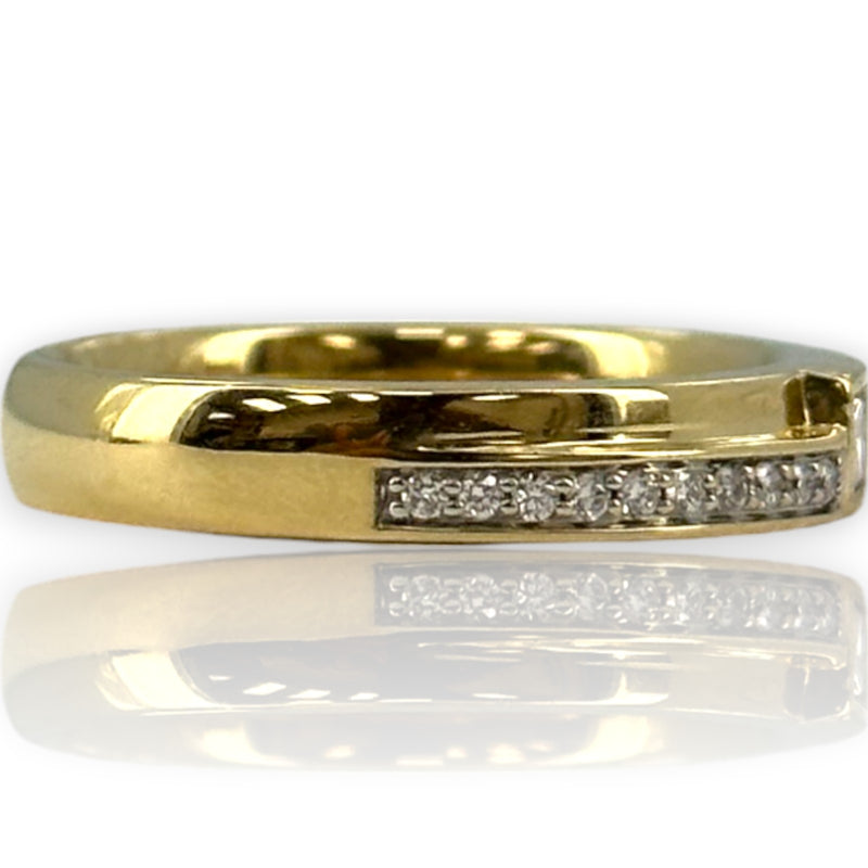 ZAC Zac Posen for Blue Nile Solid 14kt Yellow Gold Bezel Set Princess Cut Diamond Ring With Diamond Accent Band Size 10