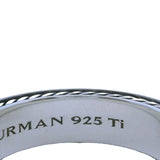 Discontinued Rare David Yurman 925 Sterling Silver and Titanium Diamond Streamline Pave Band Ring Size 9.5