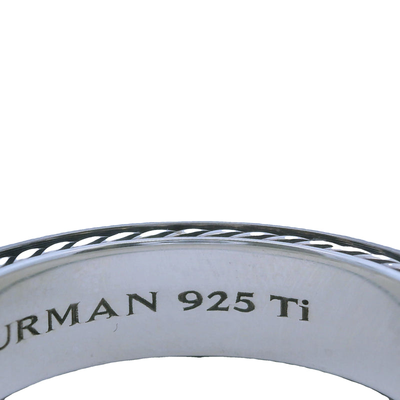 Discontinued Rare David Yurman 925 Sterling Silver and Titanium Diamond Streamline Pave Band Ring Size 9.5