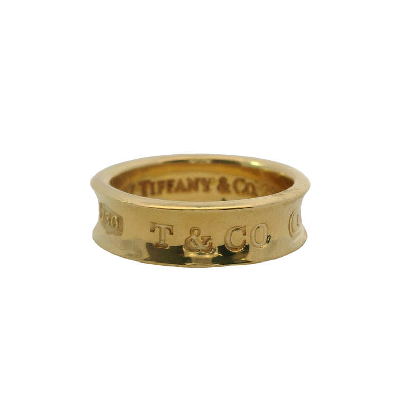 Vintage 1997 Tiffany & Co 18kt Yellow Gold Curved 1837 Collection 6mm Ring Size 7