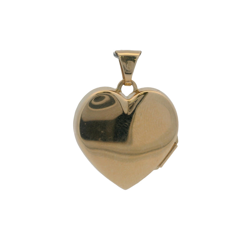 Vintage Mid-Century Solid 14kt Yellow Gold Hearts Double Sided Locket Pendant