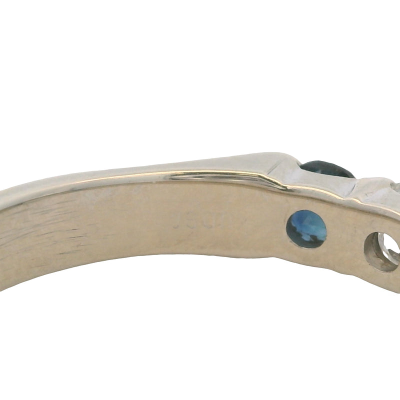 Kuber Solid 14kt White Gold Alternating 0.40ctw Diamond and Sapphire Wedding Band Ring Size 9.5