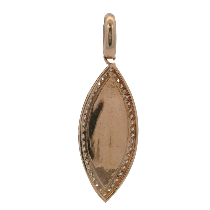 Solid 18kt Rose Gold Colored Enamel and Diamonds Large Evil Eye Necklace Pendant