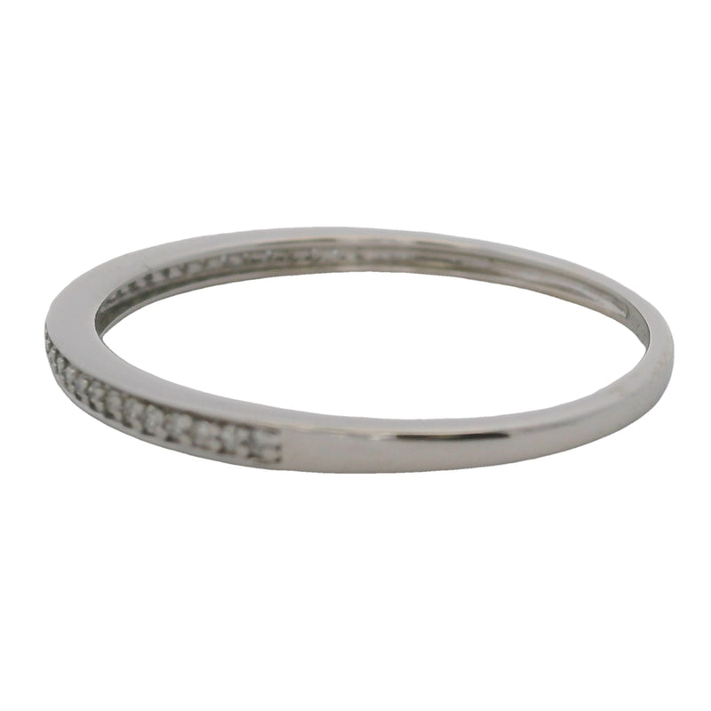 Solid 10kt White Gold and Diamond 1.7mm Thin Stackable Wedding Band Ring Size 7