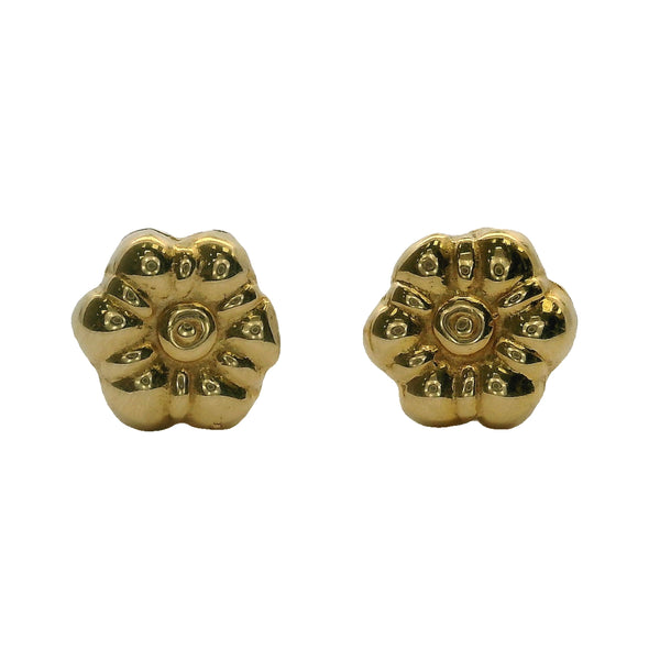 Vintage 2002 Egyptian Solid 18kt Yellow Gold 6.5mm Flower Stud Earrings