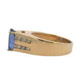 Le Vian Solid 14kt Yellow Gold Oval Tanzanite Solitaire and Channel Set Diamond Ring Size 7