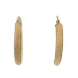 Vintage UnoAerre Italian Solid 18kt Yellow Gold Etched Textured 22mm Hoop Earrings
