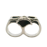 Aileyan 925 Sterling Silver Brane Two Finger Half Jaw Skull Ring Size 12.5