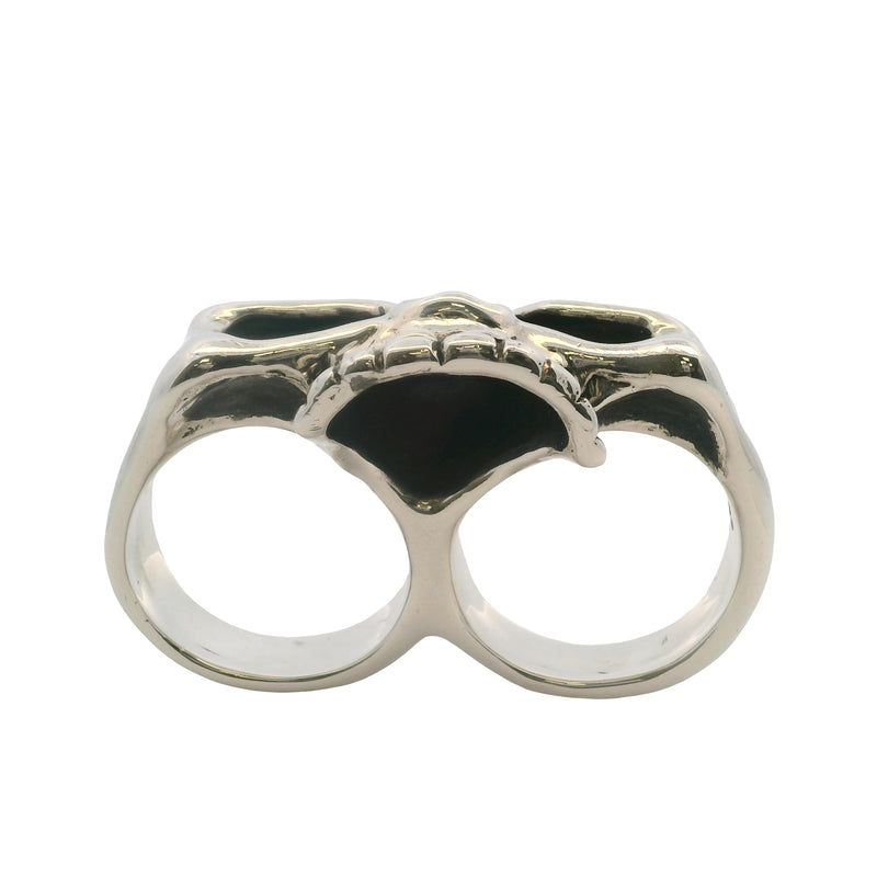 Aileyan 925 Sterling Silver Brane Two Finger Half Jaw Skull Ring Size 12.5