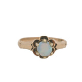 Antique Late Victorian Solid 14kt Rose Gold Blue-Green Opal Belcher Setting Solitaire Ring Size 6