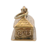 Vintage Solid 14kt Yellow Gold Log Cabin House Dangle Charm